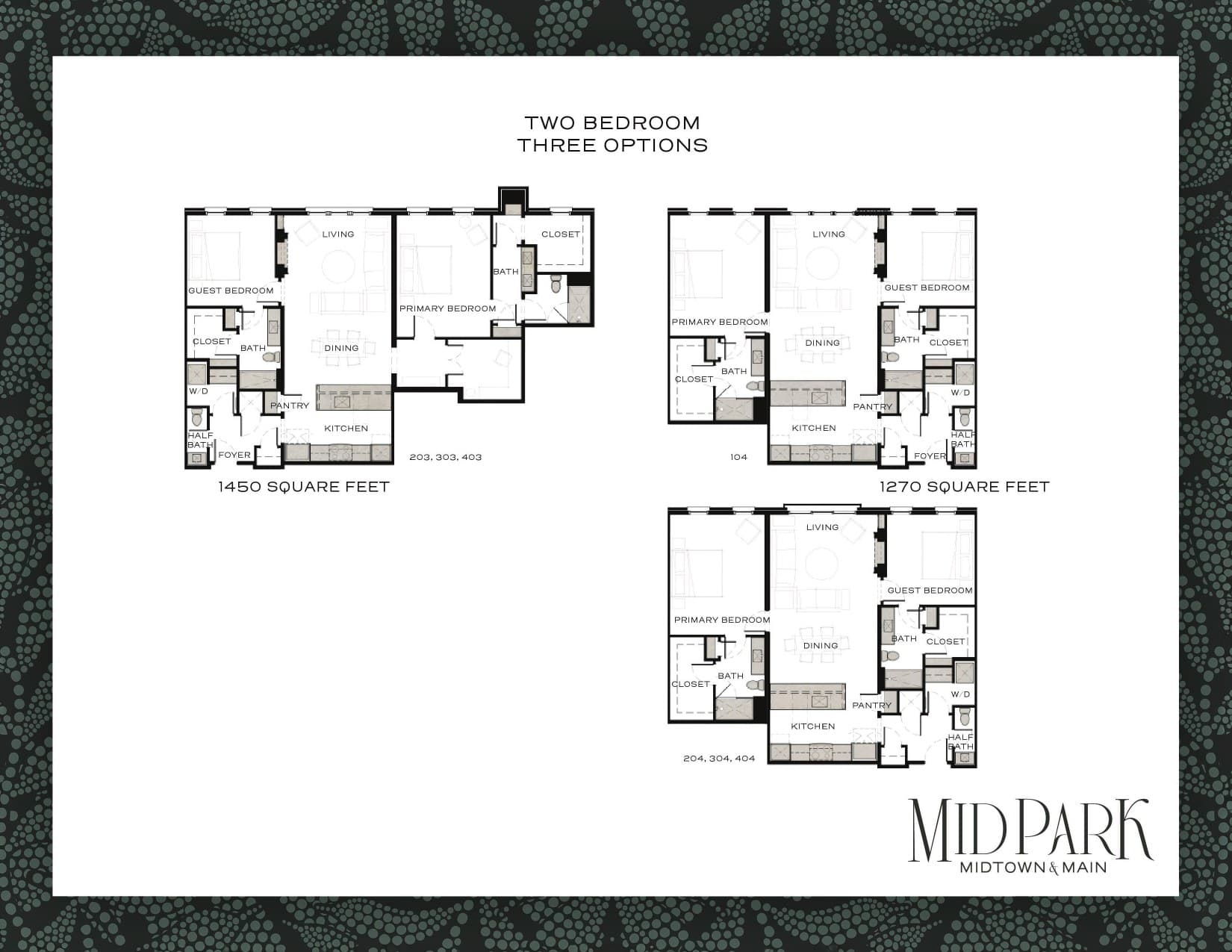 Two bedroom — three options